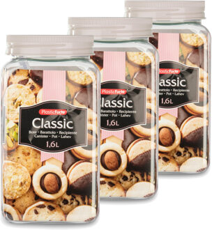 keuken voorraadpot - Set van 10x stuks - weckpot - taupe - 1.6 liter - kunststof