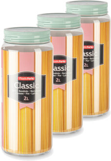 keuken voorraadpot - Set van 4x stuks - weckpot - mintgroen - 2 liter - kunststof