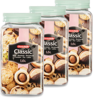 keuken voorraadpot - Set van 6x stuks - weckpot - mintgroen - 1.6 liter - kunststof