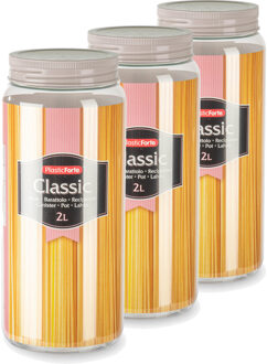 keuken voorraadpot - Set van 8x stuks - weckpot - taupe - 2 liter - kunststof