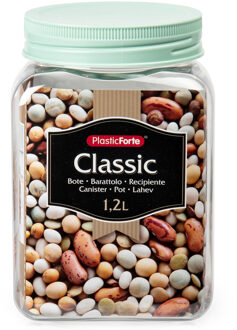 keuken voorraadpot/weckpot - kunststof - groen - 1.2 liter - met deksel