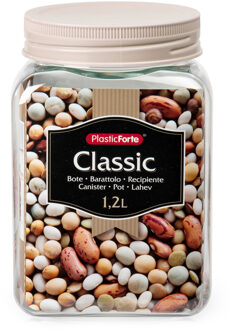 keuken voorraadpot/weckpot - kunststof - taupe - 1.2 liter - met deksel