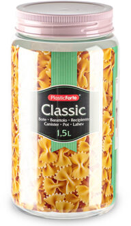 keuken voorraadpot - weckpot - roze - 1.5 liter - kunststof