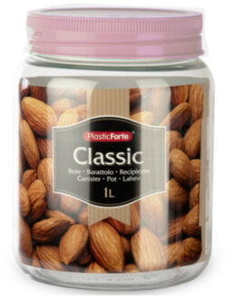 keuken voorraadpot - weckpot - roze - 1 liter - kunststof