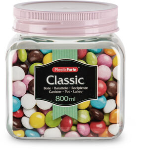 keuken voorraadpot - weckpot - roze - 800 ml - kunststof