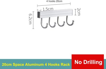 Keuken Wandplank Met Haak Kruidenrek Rail Bar Wall Mounted Opslag Hanger Keuken Organisator Plank Badkamer Accessoires 20cm