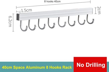 Keuken Wandplank Met Haak Kruidenrek Rail Bar Wall Mounted Opslag Hanger Keuken Organisator Plank Badkamer Accessoires 40cm