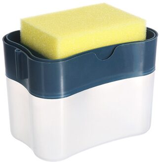 Keuken Wasmiddel Automatische Vloeibare Toevoeging Doos Druk Uit Schuursponsje Injector Afwassen Pot Borstel Zeep Loog Box Cleaner Gereedschap donker blauw