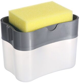 Keuken Wasmiddel Automatische Vloeibare Toevoeging Doos Druk Uit Schuursponsje Injector Afwassen Pot Borstel Zeep Loog Box Cleaner Gereedschap licht grijs