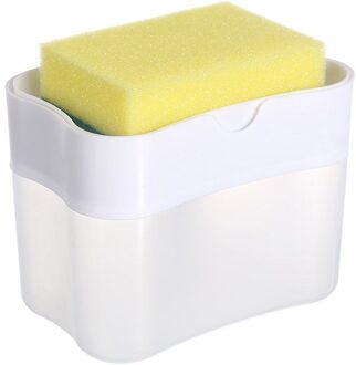 Keuken Wasmiddel Automatische Vloeibare Toevoeging Doos Druk Uit Schuursponsje Injector Afwassen Pot Borstel Zeep Loog Box Cleaner Gereedschap wit