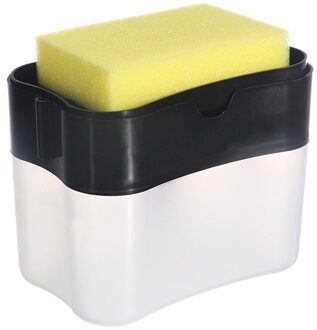 Keuken Wasmiddel Automatische Vloeibare Toevoeging Doos Druk Uit Schuursponsje Injector Afwassen Pot Borstel Zeep Loog Box Cleaner Gereedschap zwart