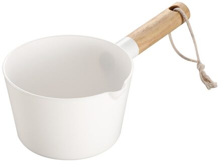 Keuken Water Scoop Houten Lange Handvat Water Pollepel Badkamer Wit Scoop Japanse Stijl Abs Water Scoop Dikke Plastic Lange Handvat