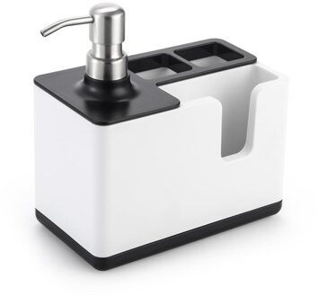 Keuken Zeepdispenser Met Opslag Plank Roestvrij Staal Hoofd Plastic Rek Voor Badkamer Multifunctionele Organizer Houder zwart