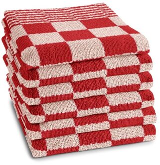 keukendoek Barbecue - 50x55cm - Rood geruit - 6 stuks