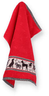 Keukendoek Dogs Rood - 53x60 cm