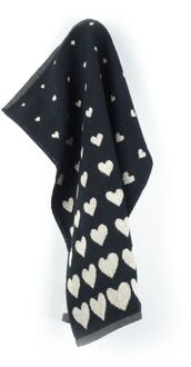 keukendoek Hearts Black 53x60