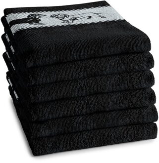 Keukendoek Saar 50x55cm - black - set van 6 Zwart