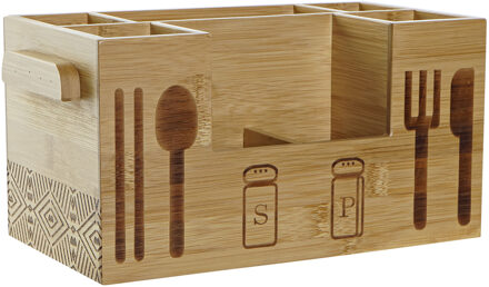 Keukengerei/bestek houder - 31 x 16 x 15 cm - bamboe hout
