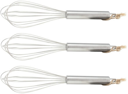 Keukengerei garde - 3x - klopper - rvs - 24 cm - keukengereedschap - gardes - zware kwaliteit