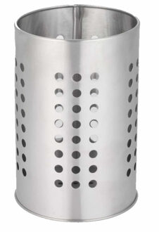 Keukengerei houder/bestekbakje - RVS - rond - H17 cm