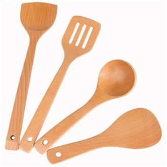 Keukengerei Houten Kookgerei Set Natuurlijke Houten Lepel Spatel Rijst Soep Duurzaam Naadloze Non-Stick Kookgerei 1