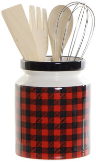Keukengerei set van 4x stuks in Tartan look houder - Keukengerei Multikleur