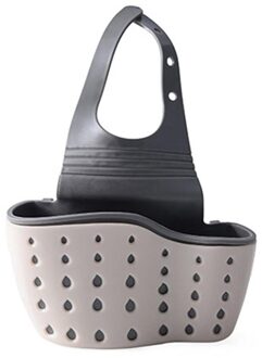 Keukengerei Sink Dubbele Afvoer Tas Opbergrek Spons Zwembad Opslag Opknoping Mand Afvoer Rack Beige