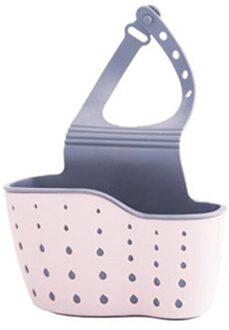 Keukengerei Sink Dubbele Afvoer Zak Magazijnstelling Voor Spons Zeephouder Zwembad Opslag Opknoping Mand Afvoer Rack Tool roze