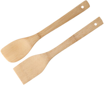 Keukengerei spatels set - 30 cm - hout - 2x delig