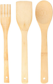 Keukengerei spatels set - 30 cm - hout - 3-delig