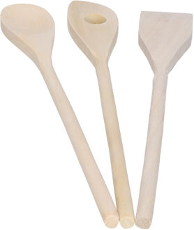 Keukengerei spatels set - 31 cm - hout - 3-delig