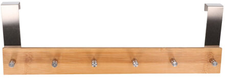 Keukenkast of garderobe kleding kast kapstok - 40 cm - bamboe - 6 haken - beugel diepte 12 mm