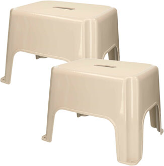 Keukenkrukje/opstapje - 2x - Handy Step - beige - kunststof - 40 x 30 x 28 cm