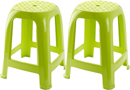 Keukenkrukje/opstapje - 2x - Handy Step - groen - kunststof - 37 x 37 x 46 cm
