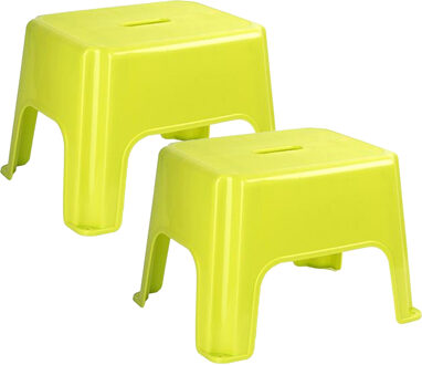 Keukenkrukje/opstapje - 2x - Handy Step - groen - kunststof - 40 x 30 x 28 cm