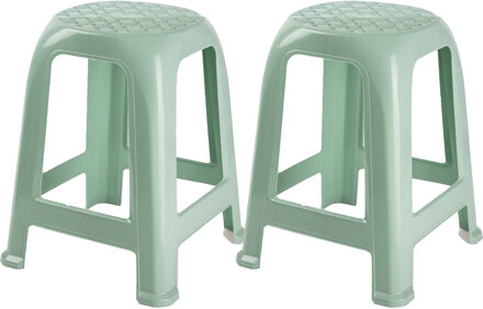 Keukenkrukje/opstapje - 2x - Handy Step - mintgroen - kunststof - 37 x 37 x 46 cm