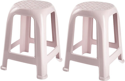 Keukenkrukje/opstapje - 2x - Handy Step - roze - kunststof - 37 x 37 x 46 cm