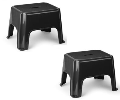 Keukenkrukje/opstapje - 2x stuks - 40 x 30 x 28 cm - zwart - Keuken/badkamer verhoger