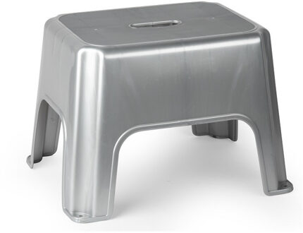 Keukenkrukje/opstapje - Pakket van 3x stuks - 40 x 30 x 28 cm - zilver - Keuken/badkamer verhoger