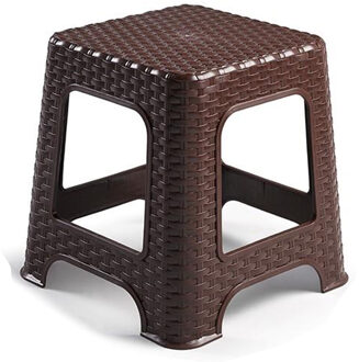 Keukenkrukje/opstapje - rotan - bruin - kunststof - 32 x 32 x 33 cm