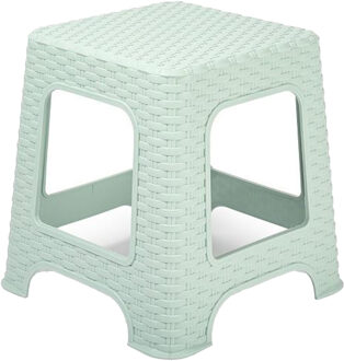 Keukenkrukje/opstapje - rotan - mintgroen - kunststof - 32 x 32 x 33 cm