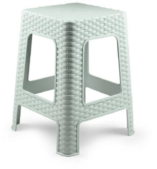 Keukenkrukje/opstapje - rotan - mintgroen - kunststof - 36 x 36 x 45 cm