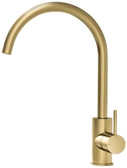 Keukenmengkraan Hotbath Cobber 1-hendel 36 cm Draaibare Uitloop Geborsteld Messing PVD