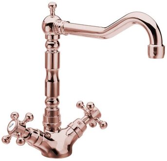 Keukenmengkraan Sapho Antea 2-knop Uitloop Recht 24 cm Rose Goud rose gold