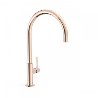 Keukenmengkraan Tres Study Exclusive 1-Hendel Uitloop Gebogen 26 cm Rond Rosé Goud Rose Goud