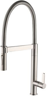 Keukenmengkraan Volturno Met Uittrekbare Handdouche Geborsteld Nikkel