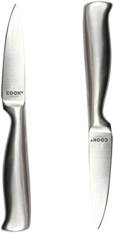 Keukenmes - 2x - inox - RVS - 8.5 cm - koksmes / keukenmes / schilmes