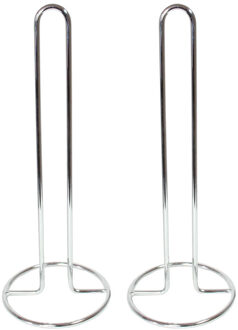 Keukenrolhouder chrome - Set van 2x stuks - 33 x 13 cm - Keukenpapier - keukenrol - Roestvast staal