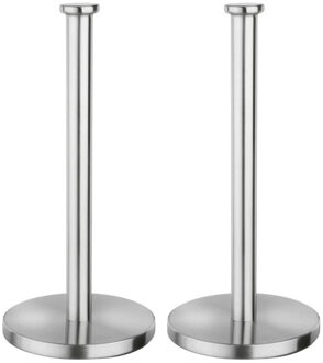 Keukenrolhouder van RVS - 2x stuks - 15 x 32 cm - Keuken artikelen - Keukenpapier/keukenrol