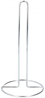 Keukenrolhouder - zilver - staand - rvs - H28 x D13 cm - universeel